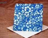 Blank Mini Card Set of 10, Blue Watercolor Floral Design with Contrasting Pattern on the Inside, Metallic Pearl Envelopes,mad4plaid