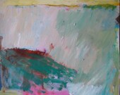 Bright Landscape, Original oil and acrlyic painting on wood panel
