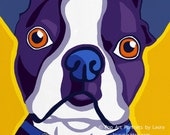 8x10 Pop Art Boston Terrier Dog Print of Painting Signed by Artist