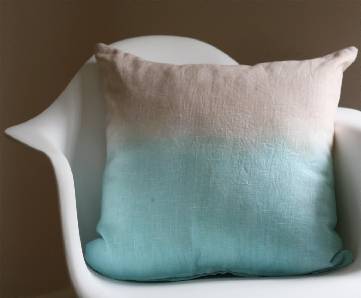 Linen Hand Dyed Sand and Sea Pillow