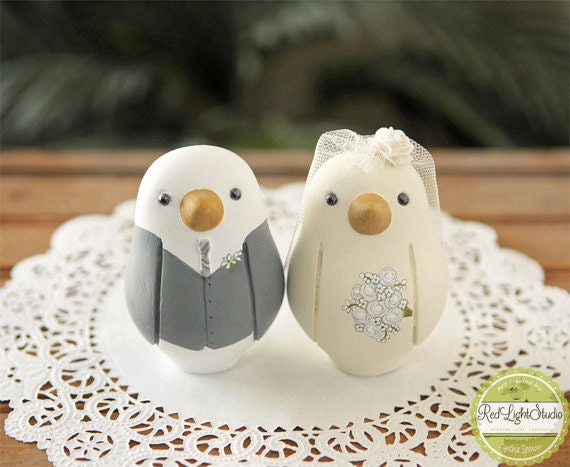Custom Wedding Cake Topper - Love Bird Cake Topper - Medium
