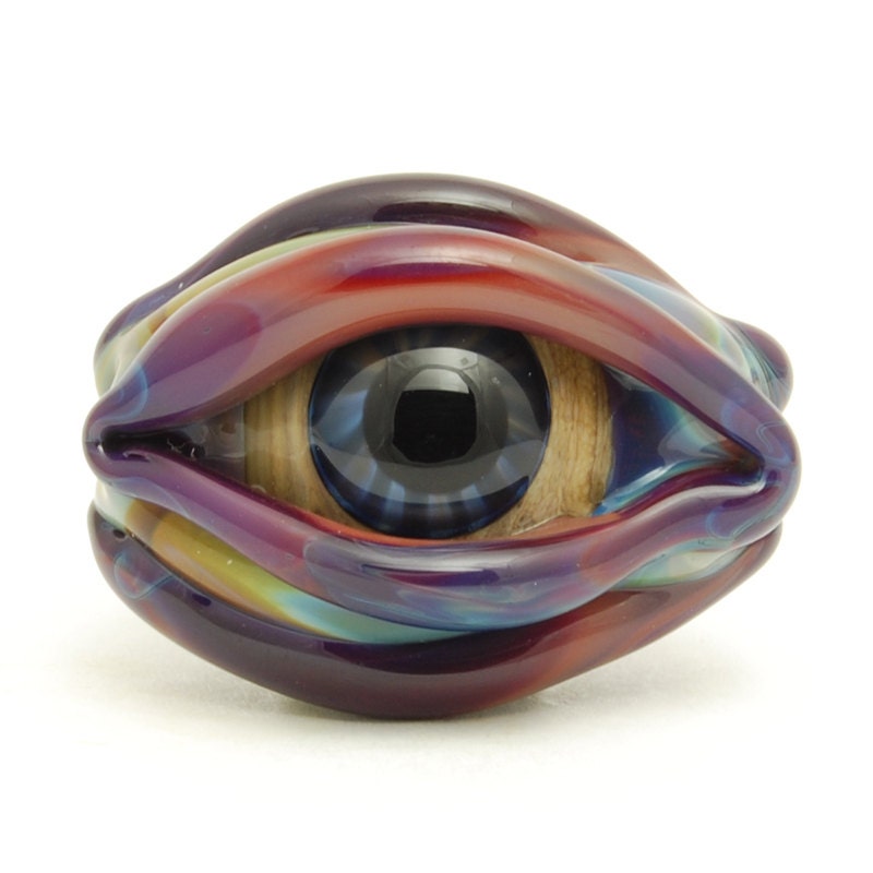 Reserved Listing - Glass Lampwork Bead 3 Sided Evil Eye, Handmade Jewelry Supplies, Craft Supplies, OOAK, SRA