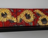 Sunflower Triptych 12 x 36 inch Acrylic Set of Three Paintings by Robin Pocisk