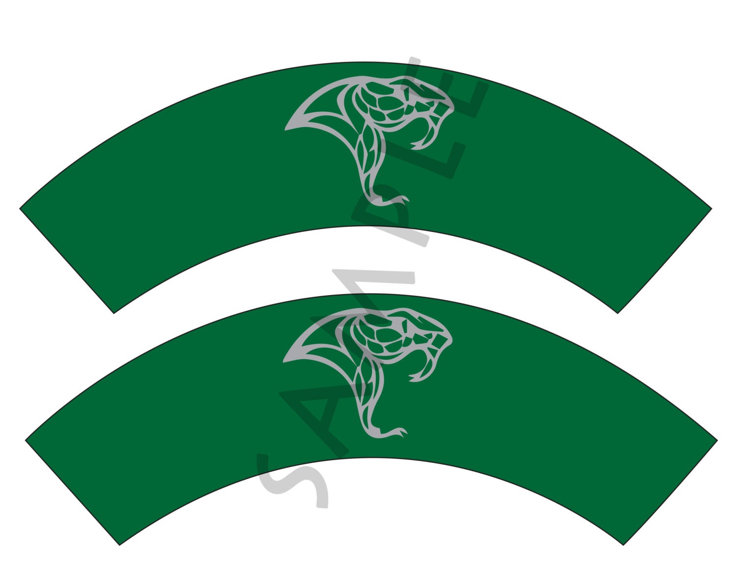 Slytherin/Harry Potter Inspired/Snake Green and Silver Themed Birthday Cupcake Wrapper-House Green Witch or Wizard, Boy or Girl- Digital