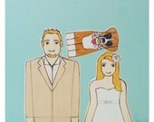 Custom Wedding Cake Topper Couple With Pet