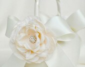 Ivory Flower Girl Basket - Ivory Satin Flower Girl Basket