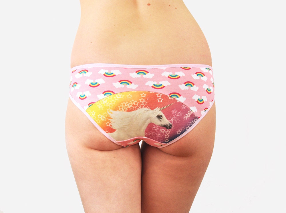 Pink unicorn and rainbow panties knickers underwear lingerie