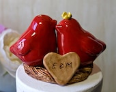 Red Love Bird Wedding Cake Topper