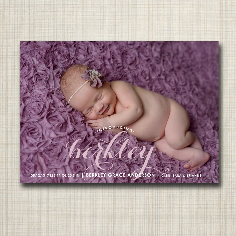 photo birth announcement baby boy or girl - adorably sweet.