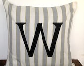 16 inches Custom Decorative Monogram Pillows White and Grey Decorative Pillows Custom Made