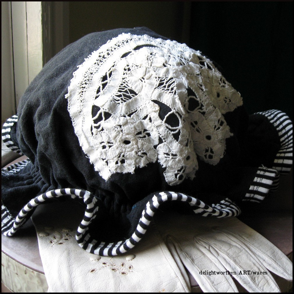 Black and White Floppy Brimmed Cotton Hat