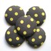 Gray and Yellow Polka Dot Print Fabric Covered Buttons 1 1/2 inch Set of 5