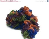Royal Blue, Orange, Green, Puprle - Hand Knit Lacy Ruffled Scarf - Spring and Summer Fashion - Ready to Ship