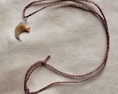 Canadian lynx claw necklace - real lynx claw on hand-braided adjustable cord in natural, black, or red-brown
