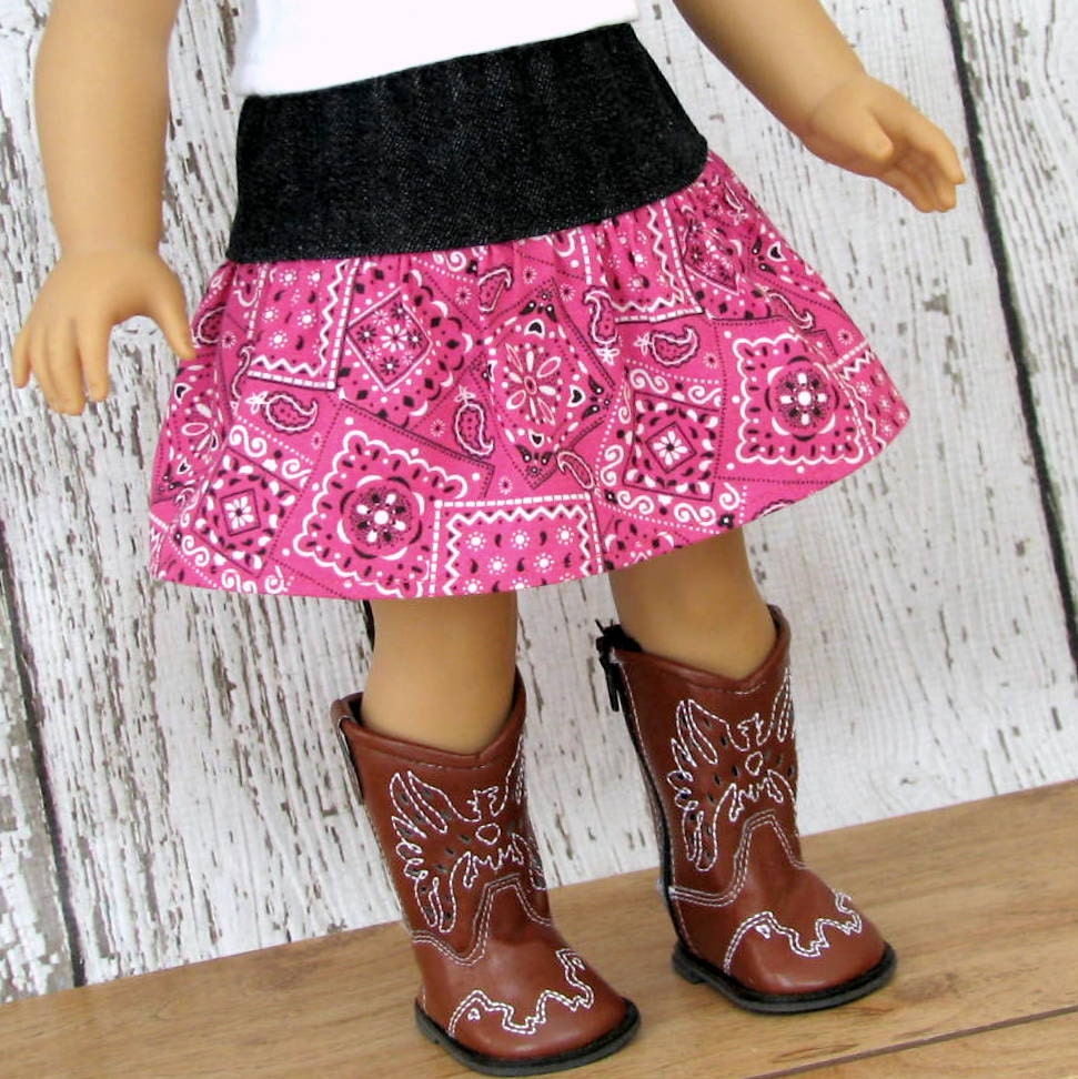 American Girl Doll Clothes Country Western Pink Bandana Twirl Skirt