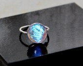 Blue Morpho Butterfly Wing Jewelry Sterling Silver Stack Ring 12 mm Setting Real Butterfly Stack Ring Adjustable