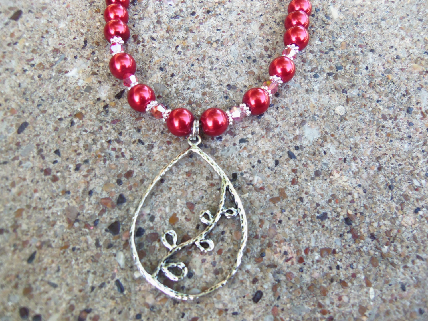 Blast of Red and Sparkle Necklace