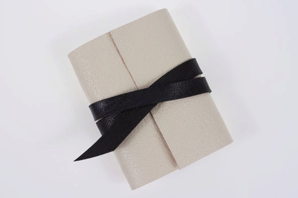 Leather Mini Journal -  Cream & Cocoa - little luxury gift notebook, book SHIPS NOW