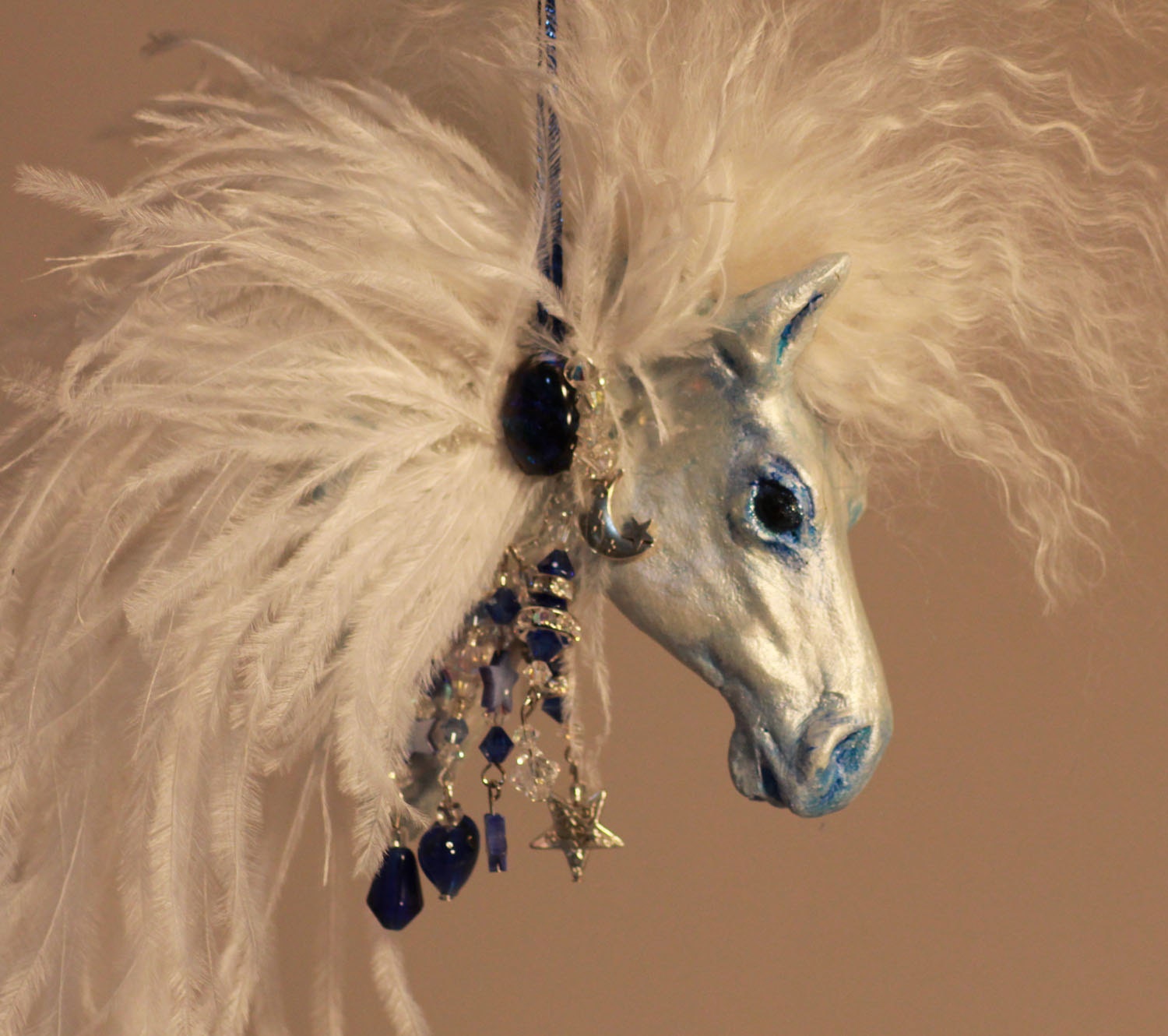 Horse ornament with dichroic glass and sparkling crystal