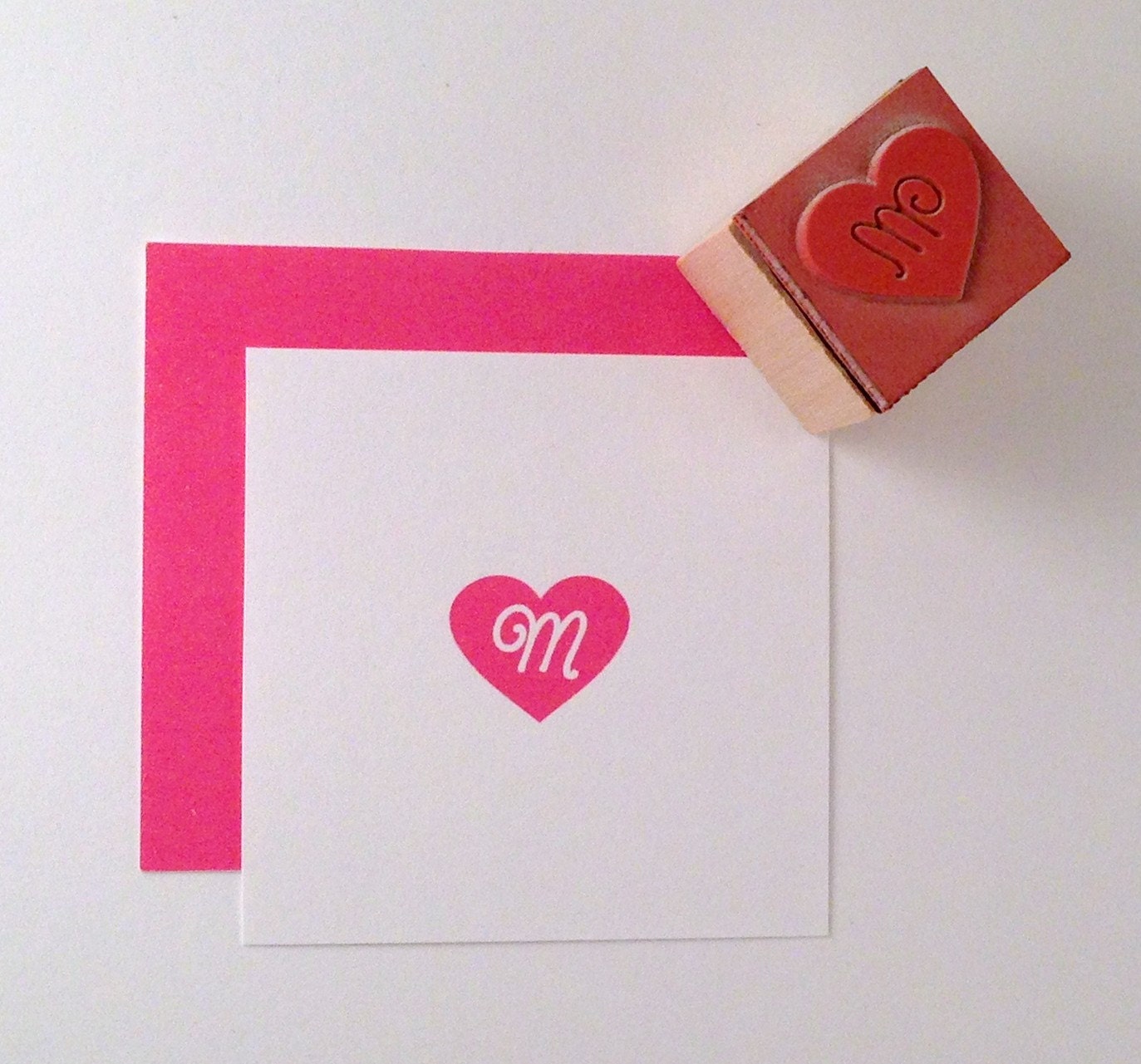 Mini Monogram Heart with Initial rubber stamp