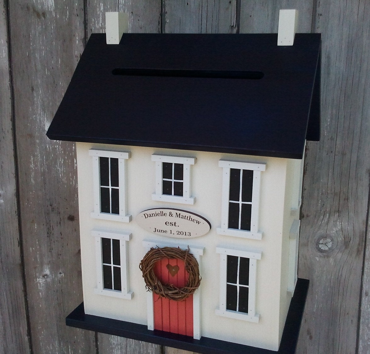 2013 Wedding Card Box Birdhouse Original Personalized -  Choose your Colors.