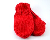Handknit Mittens - Primary Red - 2-4 Years
