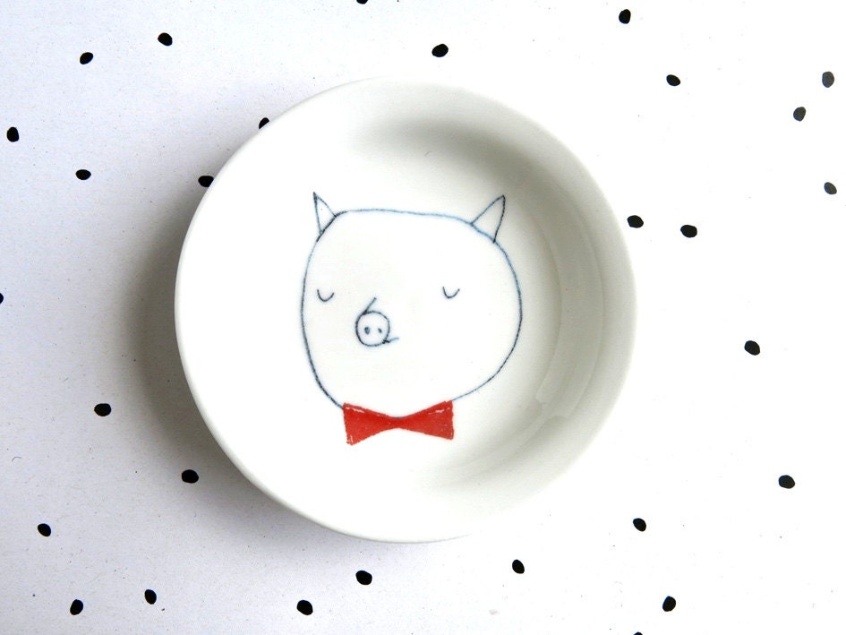Tea bag holder - Pig with bow