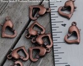 10 Heart shapped copper lobster claws