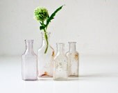 4 Tiny Vintage  Glass Bottles