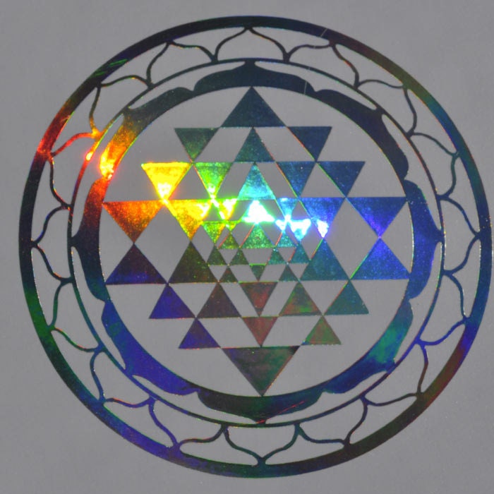 Sri Yantra sacred geometry shimmer chrome vinyl decal
