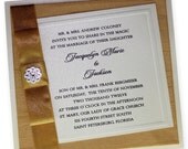 Dainty Bow - Wedding Invitation - Gold Wedding Invite, Gold Invitations, Boxed invitation, Classic invitations, Formal wedding - Set of 100
