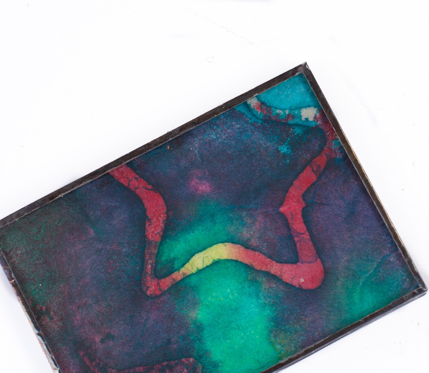 Pocket Mirror Rectangle  Colorful Handmade Paper Star Batik Abstract