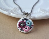 White flower necklace - bow necklace - flower jewelry romantic