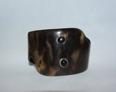 Victorian Tortoise Shell and Black Coral Button Cuff Bracelet