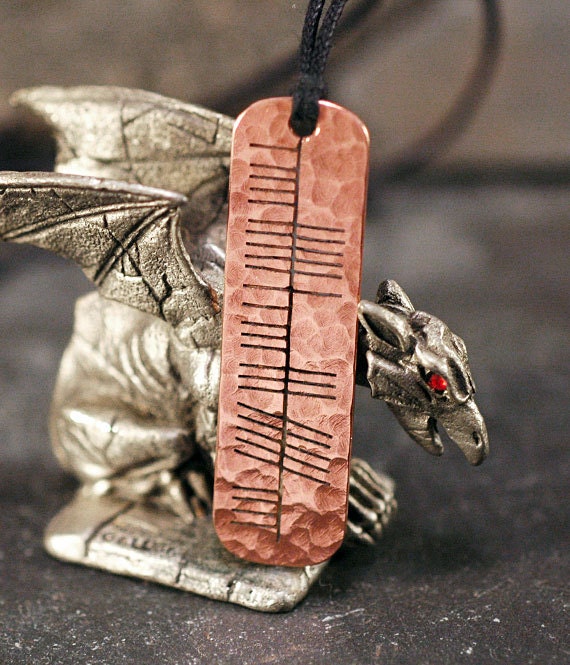 Create / Cruthaich Gaelic Ogham Necklace - hammered copper