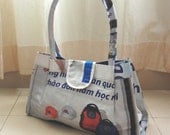 Upcycled Purse- Shoulder Tote - Retro Doctors Bag - Diaper Bag - Eco Purse - Summer Purse