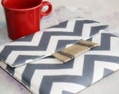 iPad Envelope Case, Ipad Case, Ipad Sleeve, Ipad mini envelope cover, case, ipad Cover in Grey Chevron