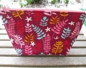Padded Cosmetic or Gadget Pouch in Plum with Branches