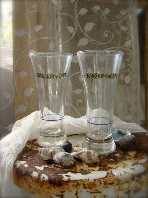 French Pernod Pastis Glasses - Pair