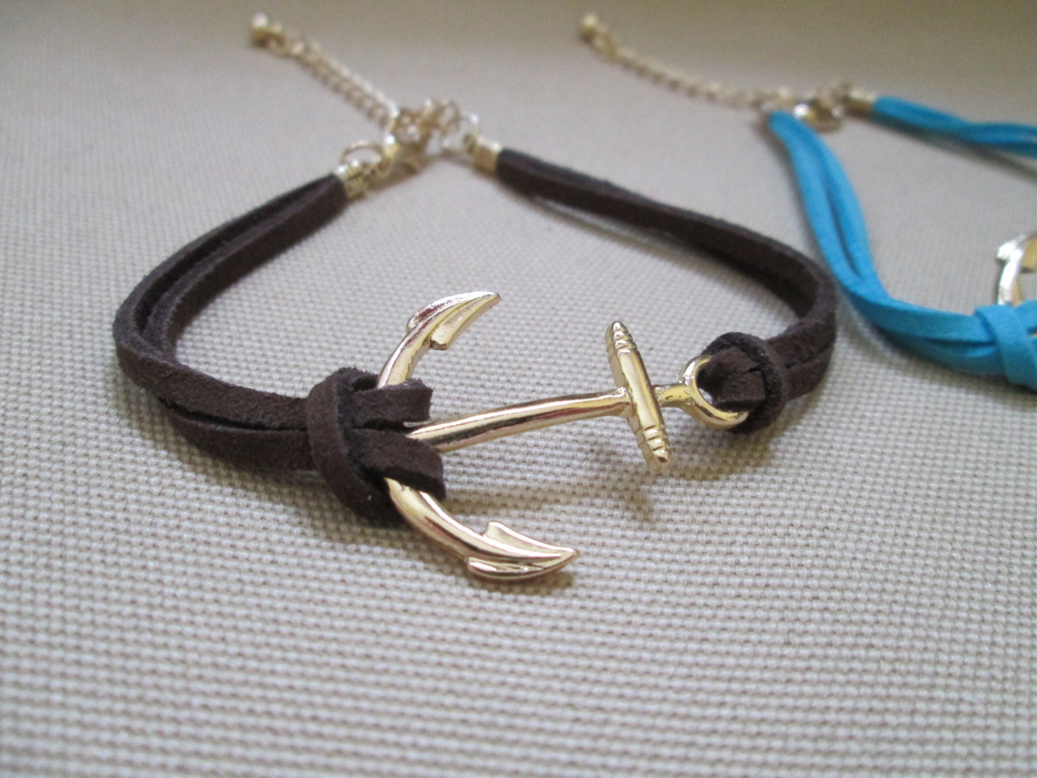 Sailor Girl Anchor Bracelet - friendship bracelet Bridesmaid wedding suede