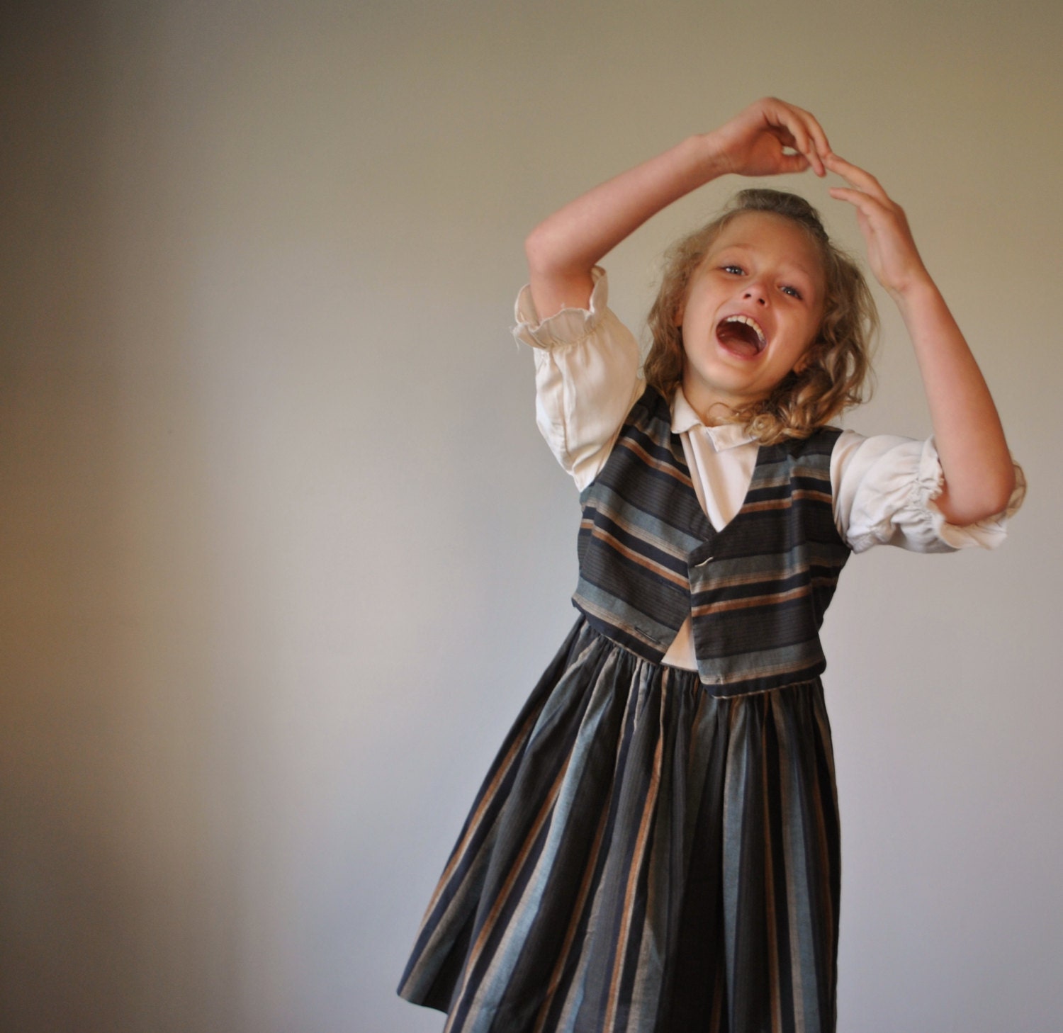 1950s School girl Dress & vest Set, size 6/7/8