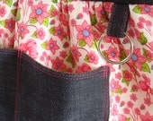 SALE Pink Flower Tote 1970's Retro Inspired OOAK