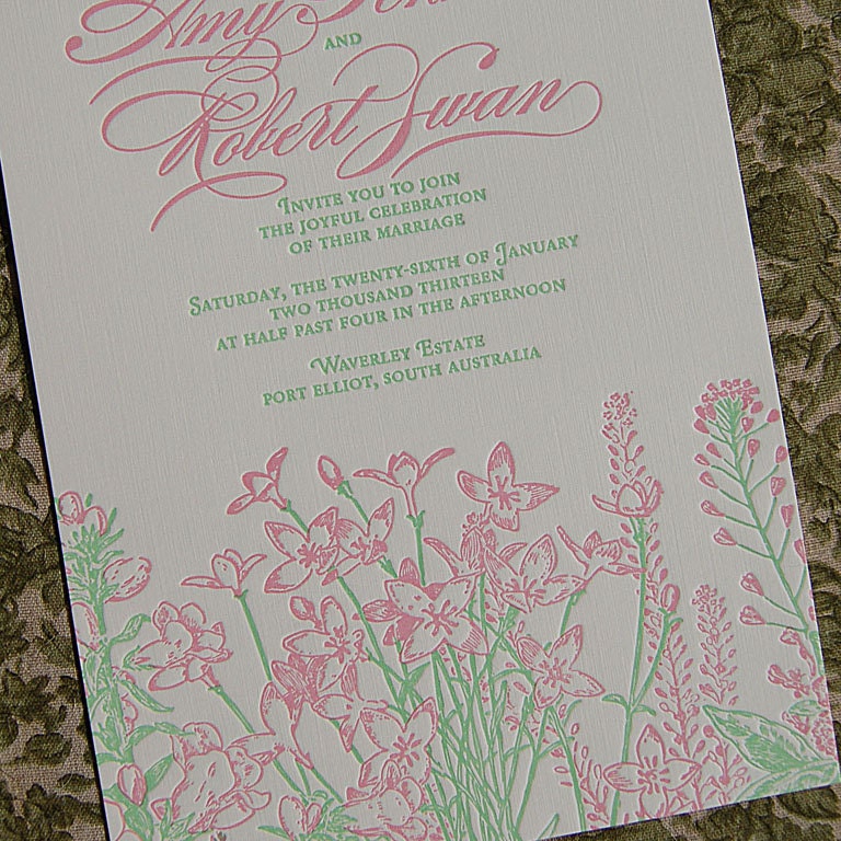 Letterpress Wedding Invitation - Garden - Sample