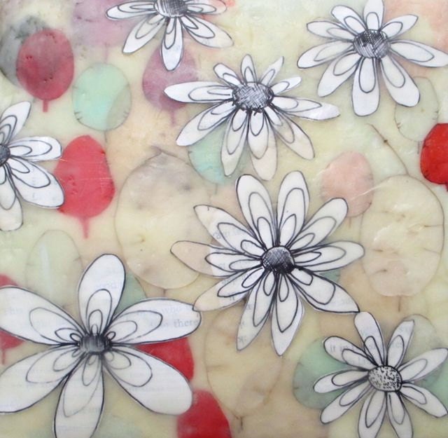 Whimsy, encaustic painting