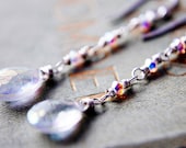 Unicorn Tears Earrings Sterling Silver Rainbow Crystal AB Prism Mystic Quartz Dangle Drop