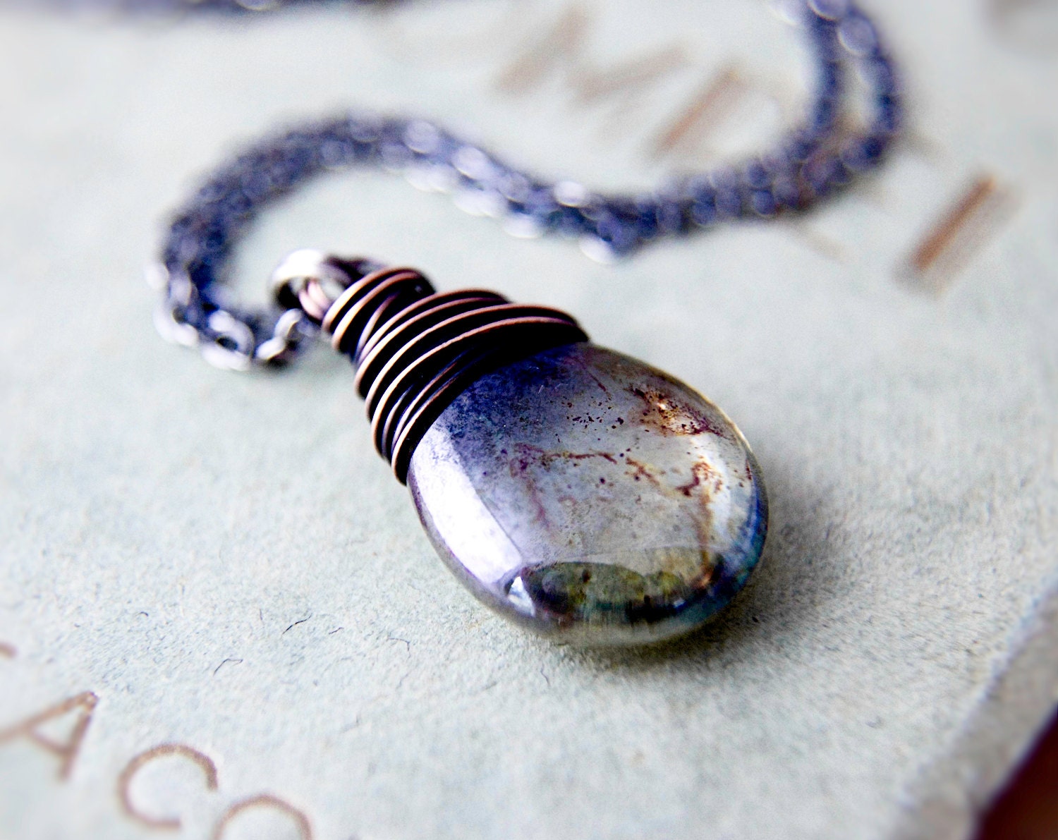 Earthy Jewelry Glass Necklace Sage Green Pendant PoleStar Garden Spring