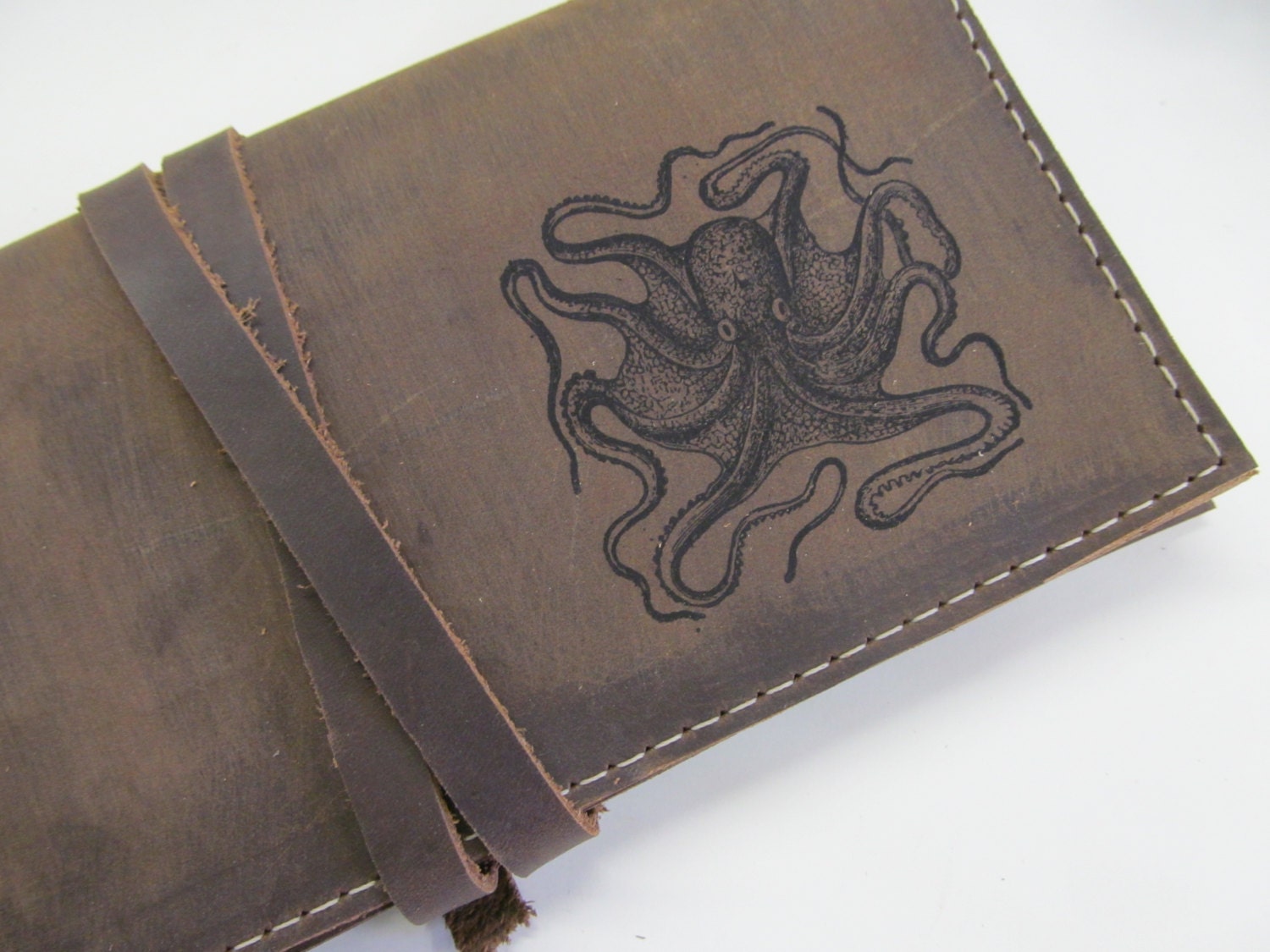 leather checkbook wallet pocketbook custom handprinted