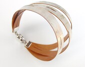 Birch bark cuff, three piece bracelet