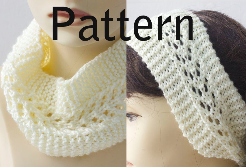 Knitting Pattern for Lace Headband, Head Warmer, Neck Warmer, Ear Muffs