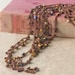 Tigereye Stone Chip Strand Necklace, Beach Jewelry, Brown Wrap Bracelet, Boho Crocheted Beaded Bracelet